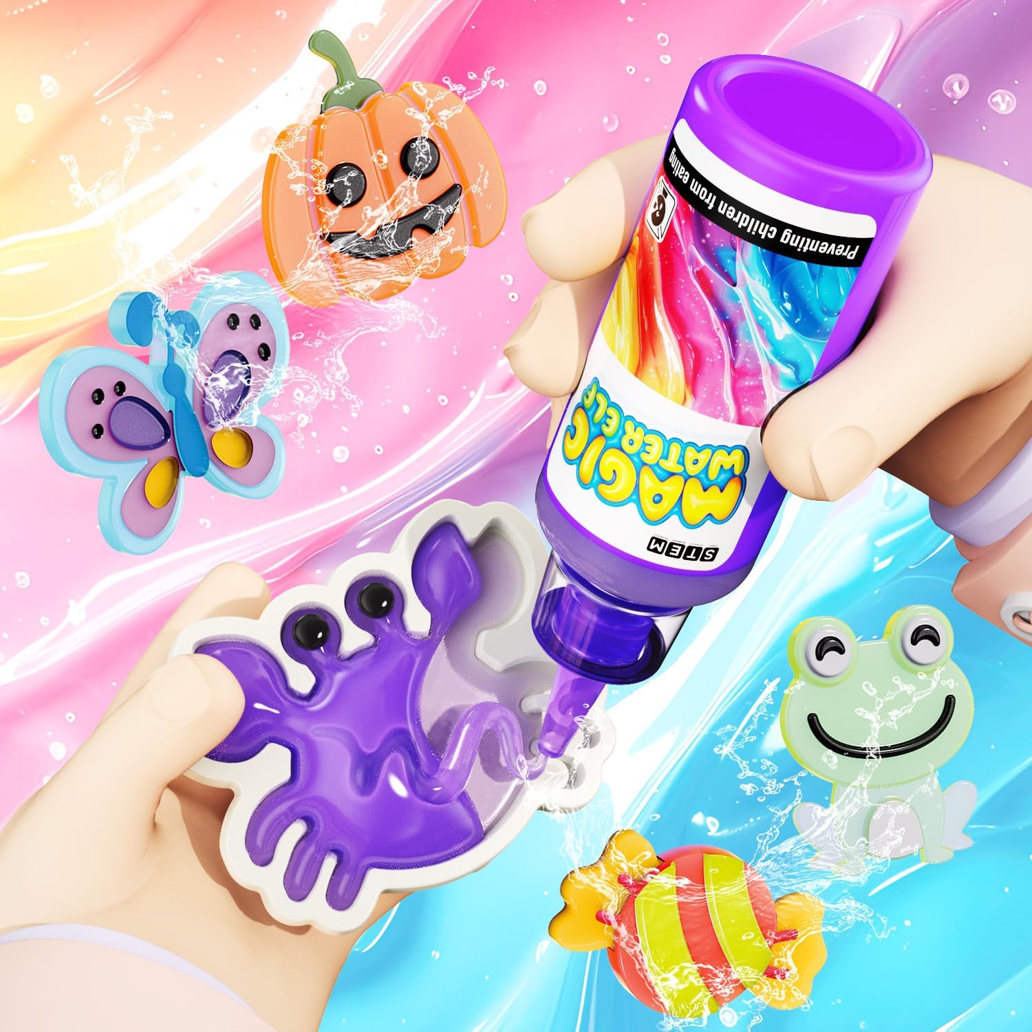 Magic Water Toy Elf Kit,Aqua Fairy Water Gel Kit 12 Magic Gels &12 Molds Make Your Own Water Pets,Toys for Birthday Gifts Party Favors,DIY STEM Craft Kits Kids Toys Age 3+