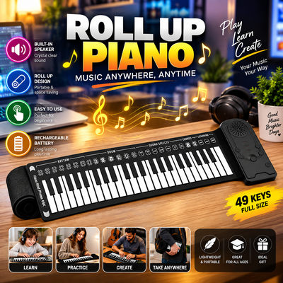 Hand Roll Piano 49 Key Portable Foldable Electric Keyboard Piano with Speaker for Beginners Musical Instrument