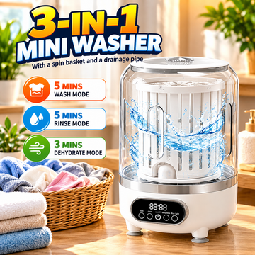 3-in-1 Portable Mini Washing Machine, 3L Cordless Mini Washer with Spin Basket, 3 Modes 3000mAh Laundry Machine for Socks, Underwear, Bra (White)