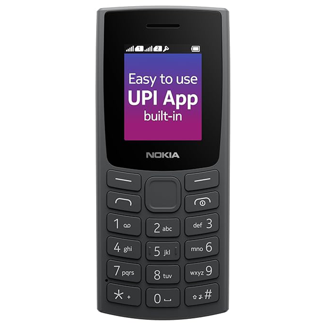106 Single Sim, Keypad Phone with Built-in UPI Payments App, Long-Lasting Battery, Wireless FM Radio & MP3 Player, and MicroSD Card Slot | Charcoal
