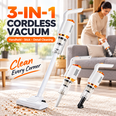 Portable Handheld Wireless Vacuum Cleaner, Corded, USB Rechargeable 120W Power, Lightweight Design 0.6L Capacity, Multifunction Cordless Vacuum Cleaner, White