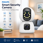Philips 360° Dual-Lens 3000 Series WiFi Security Camera, Smart Wireless Home IP Camera, Plug-In 1080P FHD with Two-Way Audio Talk, Color Night Vision,