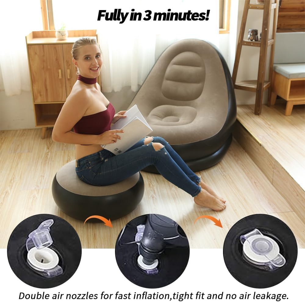 Premium Inflatable Lazy Sofa Chair with Footrest – Comfortable Air Lounge Chair for Home, Living Room & Outdoor