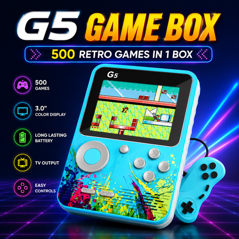 G5 Retro Handheld Game Box – 500 Built-in Classic Games | 3.0" Color Screen | TV Output | Rechargeable Battery