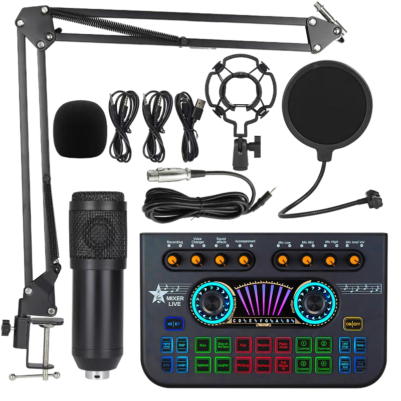 X3 Sound card With BM800 Complete Microphone Set – RGB Audio Mixer for Podcasting, Gaming, Recording & Live Streaming