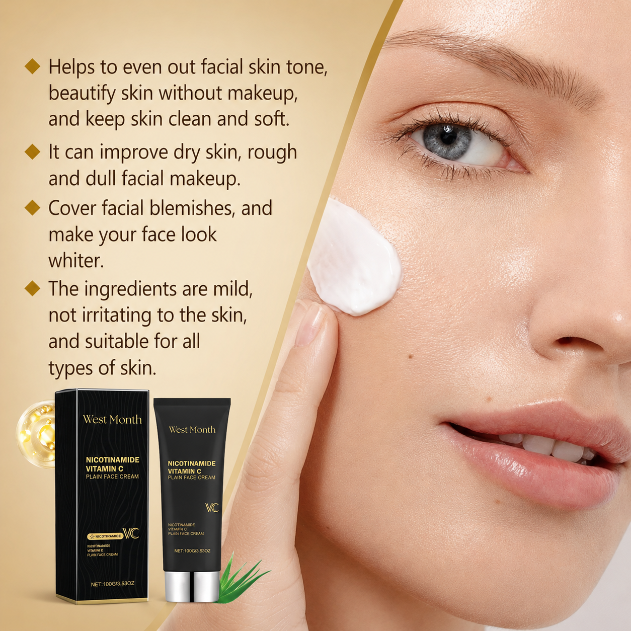 West Month |  Nicotinamide Vitamin C Face Cream 100g | Brightening & Moisturizing Facial Cream