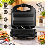 MOLIAX  MX1708 | 2-Slice Grill Maker 750W – Non-Stick Sandwich & Panini Maker Non-stick Plates, Bread Sandwich Maker