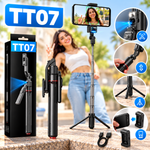 TT07 AI Tracking Gimbal Selfie Stick with Tripod & Remote Control – 1.63M | Auto Face Tracking, Black Extendable Monopod with Wireless Remote