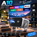 A10 Android Projector Support WIFI/BT5.0 4K Portable Projector with Autofocus & Keystone 5W Speakers Smart Home Projector for Phone Laptop