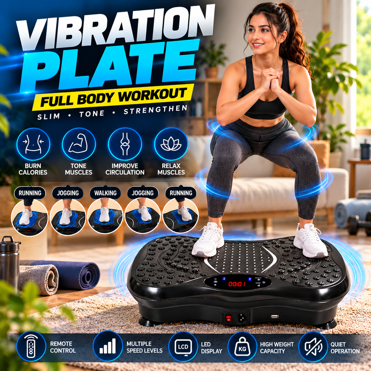 DENX DX3730 Ultrathin Body Slimmer – Vibration Fitness & Exercise Machine , with 5 Operating Modes and Music Speakers