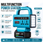 BT |  All-in-One Power Station – 128V Lithium-Ion Battery | Portable Power Supply with LED Light