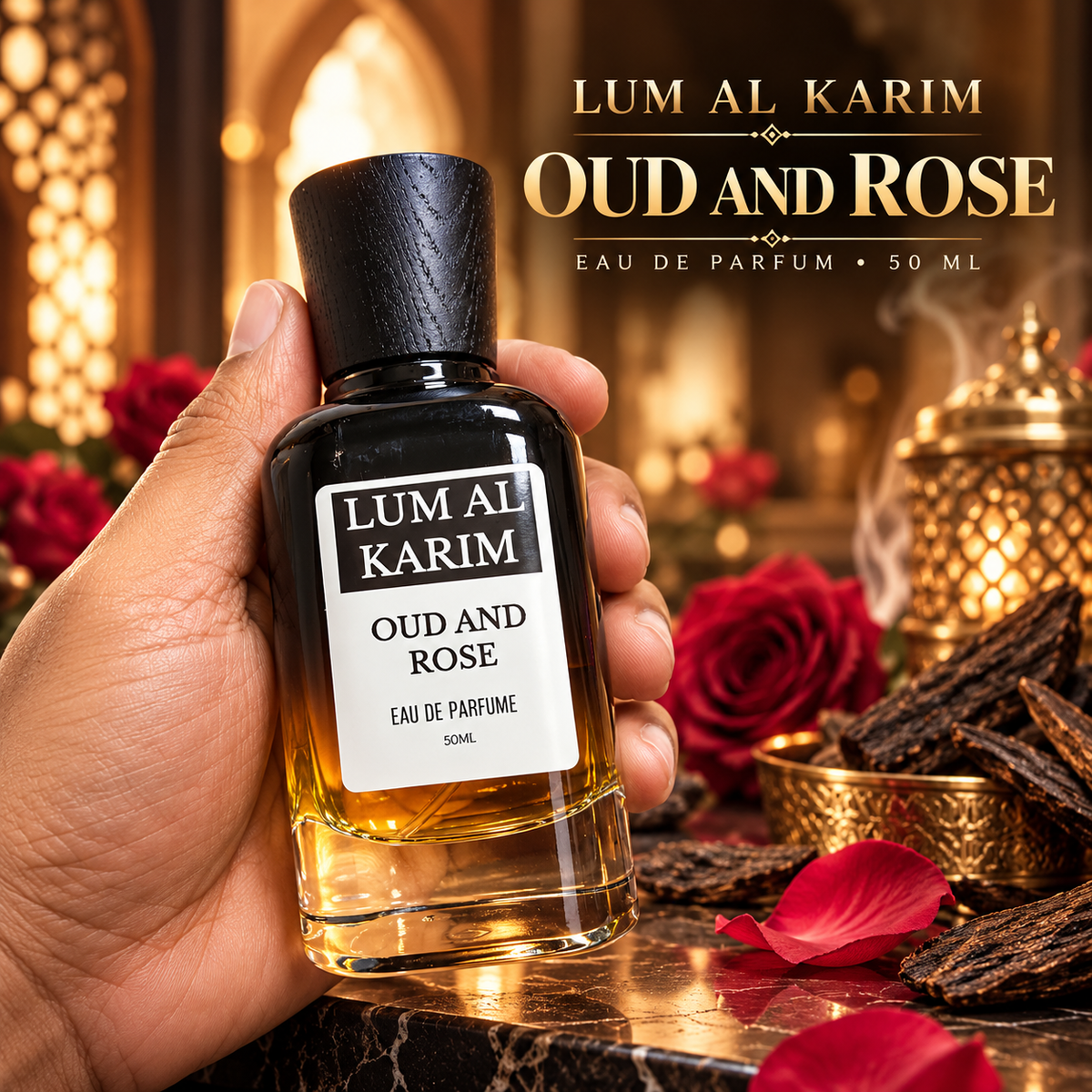 Lum Al Karim Oud and Rose Perfume 50ml – Ahmed Al Maghribi Inspired | 6 Hours Lasting