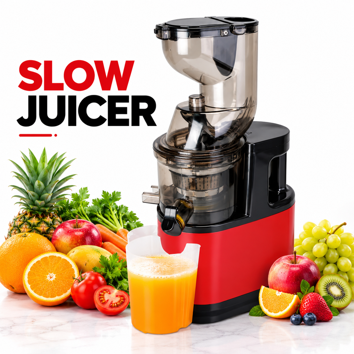 Silver Crest 3-in-1 Cold Press Juicer Machine, Stainless Steel Multi-Function Slow Juice Extractor for Fruits & Vegetables, Orange Juice Maker for Home, Office, Cafe, Restaurant | SC-1591