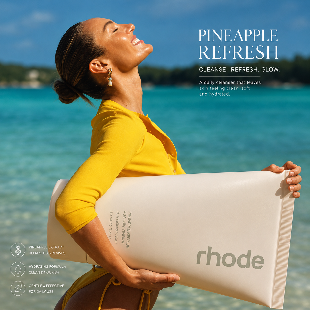 Rhode Pineapple Refresh Daily Cleanser – Gentle Hydrating Face Wash for All Skin Types