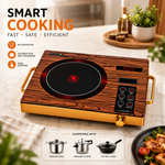 Smile Bella | 3500W Infrared Electric Stove  - 4 Digit LED display digital cooker, Timer system, Touch and Knob control Induction Cooker with Over Heat Protection,Ceramic Heating Element SA-24084