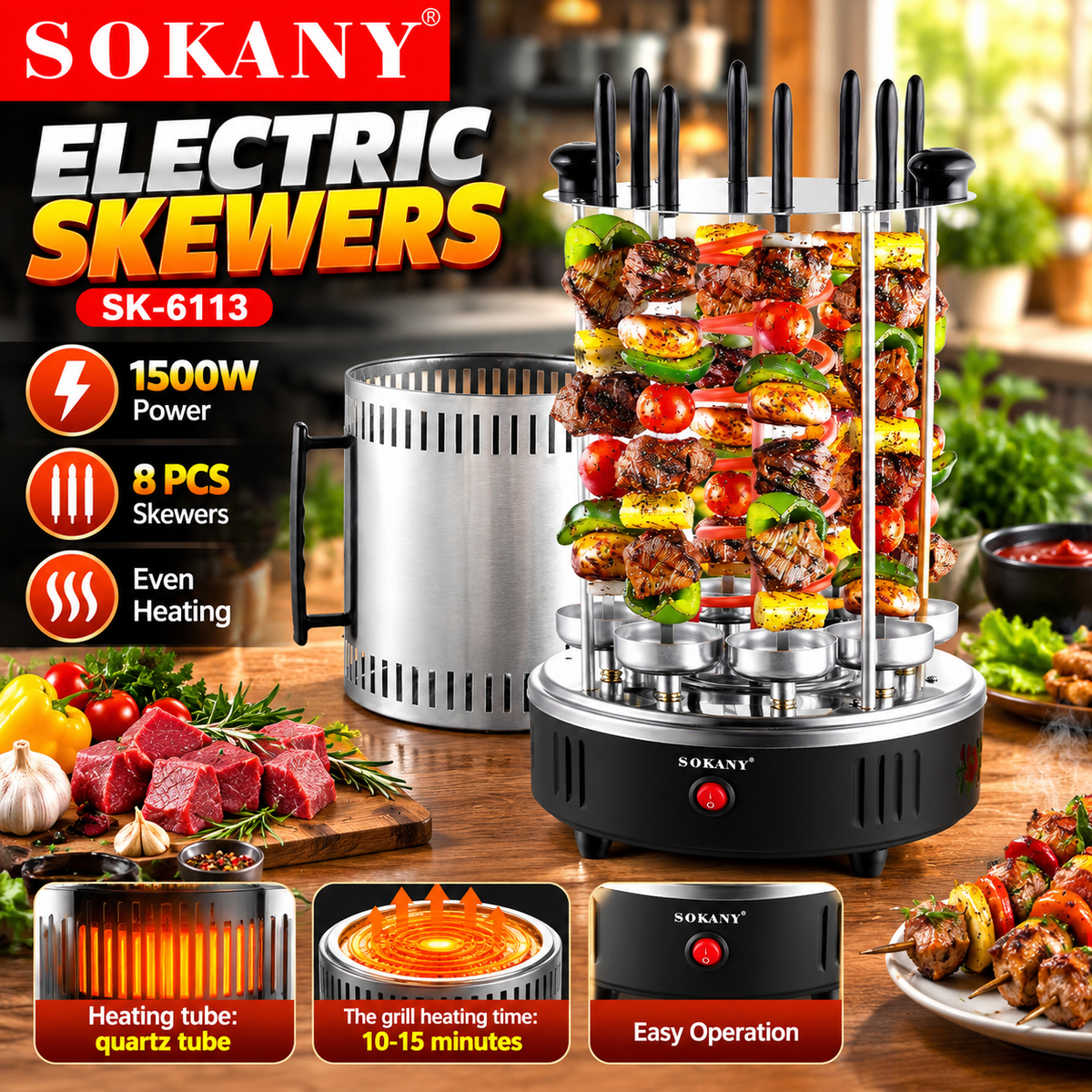 SOKANY SK-6113 Electric Skewer Grill – Grill Machine