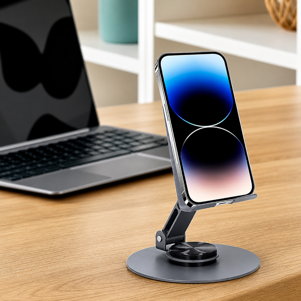 Mobile Phone Stand, 360 Degree Rotating Table Phone Stand, Adjustable Carbon Steel Tablet Stand for 5.9-16.9 Inch Tablet