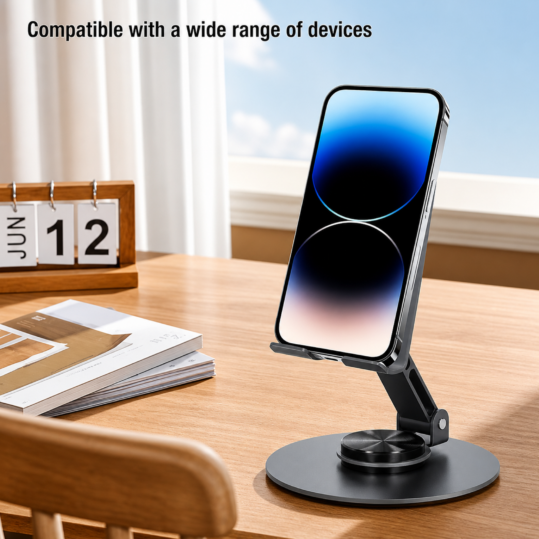 Mobile Phone Stand, 360 Degree Rotating Table Phone Stand, Adjustable Carbon Steel Tablet Stand for 5.9-16.9 Inch Tablet
