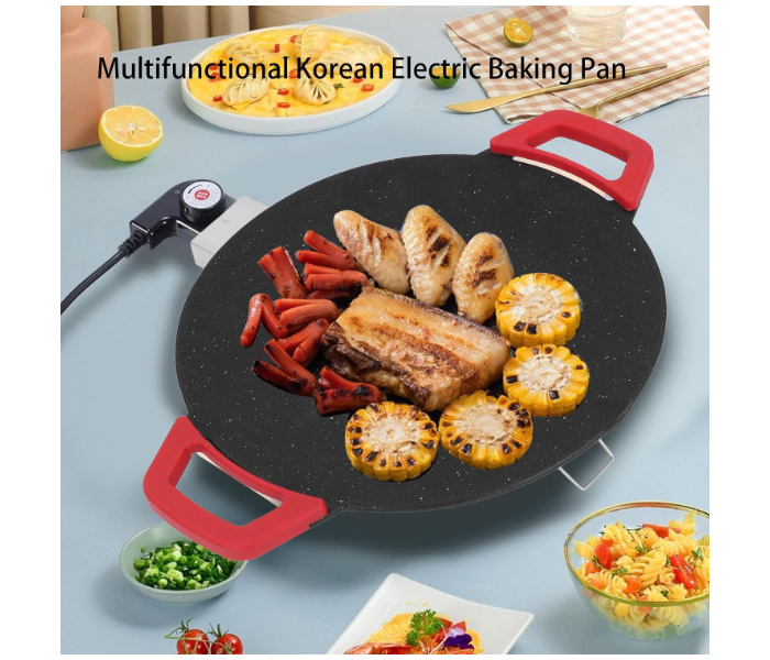 Non-Stick Electric Indoor Grill Pan, Smokeless Korean Grill Pan,28CM Multi Functional Electric Grill, Cooking Griddle Pan, Korean Style Bbq Grill Pan, Electric Baking Tray 800w Even Heating