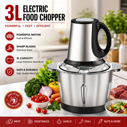 FD -322S | 3L Stainless Steel Electric Meat Grinder & Food Chopper – 400W Multifunction Kitchen Food Processor