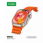 Modio MW22 Smartwatch 2.2 Inch Display With 3 Pair Straps and Charging Cable Designed for Ladies and Gents Gold