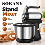 SOKANY SK-6662 Electric Stand Mixer 1000W - 5-Speed Tilt-Head Mixer with Stainless Steel Bowl, Dough Hook, Wire Whisk & Beater for Baking & Food Mixing