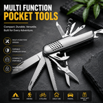 Multifunctional Knife with 11 Stainless Steel Tools for Hunting, Fishing, Camping Etc Small Pocket Folding Keychain Knife with Functions for Experiences and Adventures (Metal)