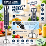 Silver Crest 21678 Hand Blender – Stainless Steel Immersion Blender | Kitchen Gadgets Portable | Powerful Handheld Mixer Blender Stick for Shakes Soup Puree Meat Jams Garlic Tomato