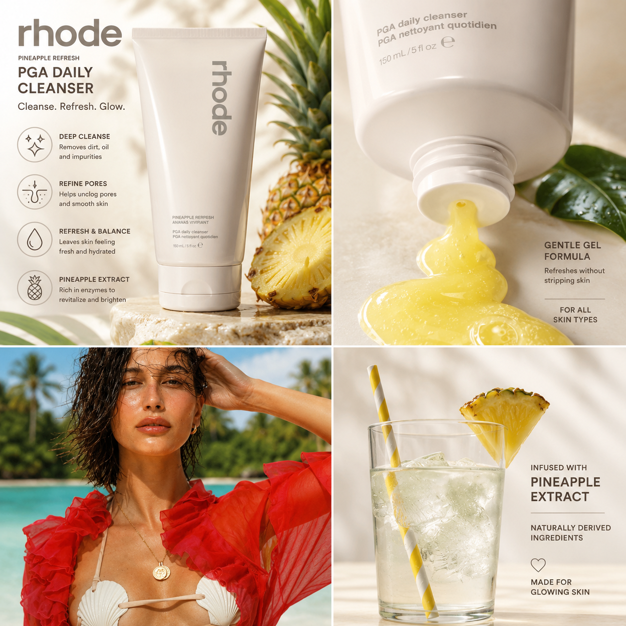 Rhode Pineapple Refresh Daily Cleanser – Gentle Hydrating Face Wash for All Skin Types