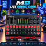 M9 Live Sound Card &Voice Mixer | Professional Audio Mixer with Bluetooth, Voice Effects & LED Display  Multi functional Tuning Sound Card, High/middle/bass Adjustable