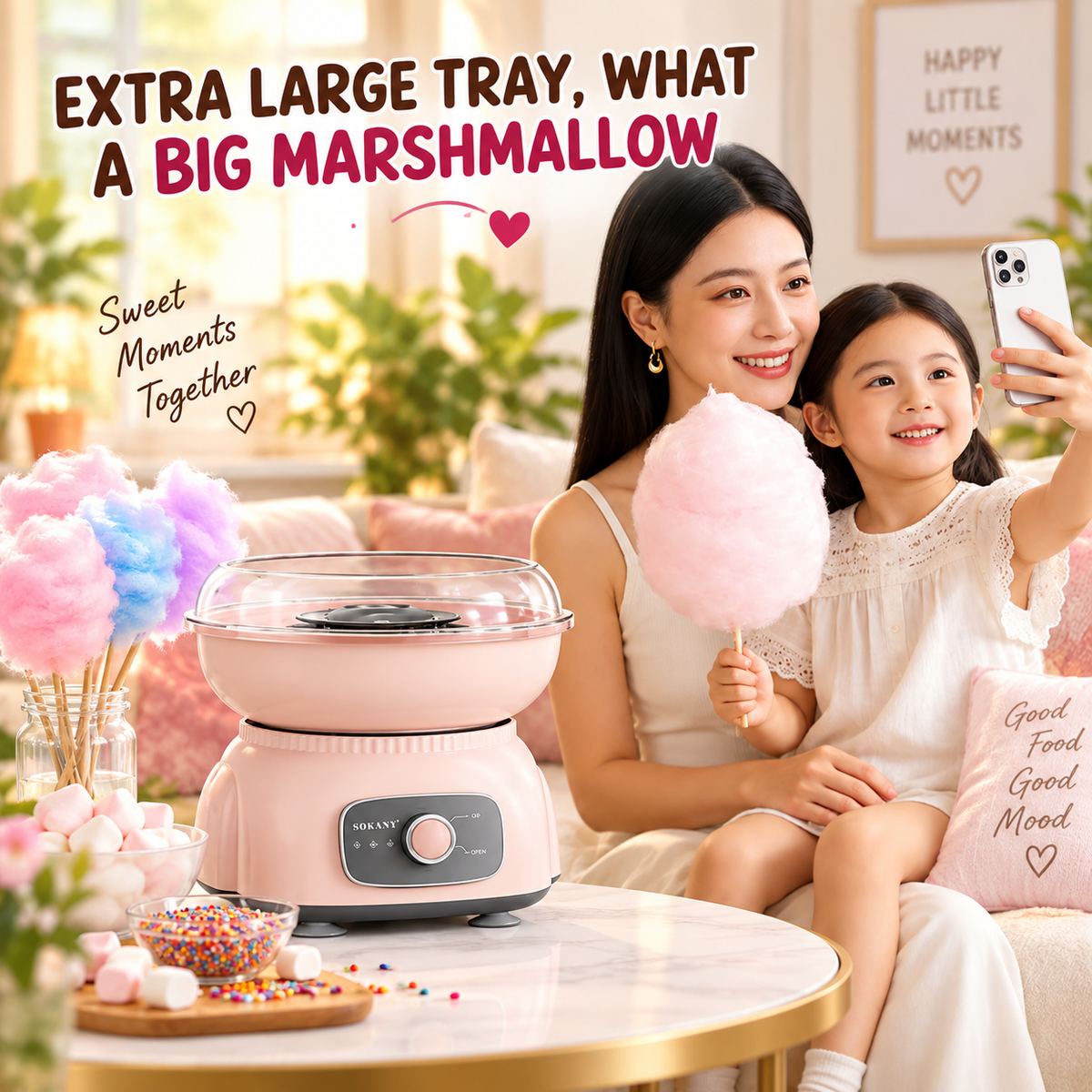 SOKANY SK-07071 Cotton Candy Maker – 500W Mini Home Candy Floss Machine Electric Appliance Cotton Candy Maker for Children