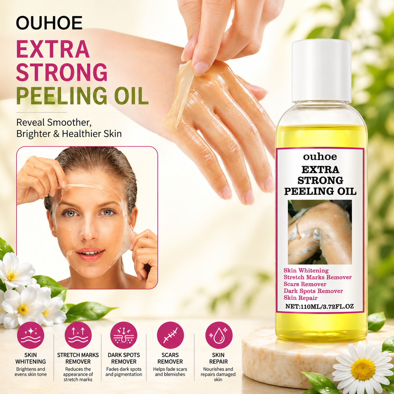 OUHOE OU012211287 Extra Strong Peeling Oil 110ml – Exfoliating Skin Renewal Oil for Dead Skin Removal, Smooth & Radiant Skin