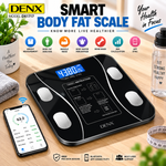 DENX Smart Digital Weighing Scale with App, Bluetooth Body Weight Scale with BMI Tracking, USB Rechargeable, Tempered Glass, High Precision Bathroom Scale for Home Fitness DX1717