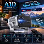 A10 Android Projector Support WIFI/BT5.0 4K Portable Projector with Autofocus & Keystone 5W Speakers Smart Home Projector for Phone Laptop