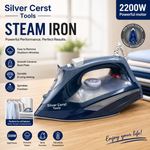 Silver Cerst 46335 |  2200W Steam Iron – Ceramic Soleplate | Powerful Steam | Spray Function