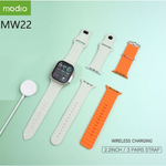Modio MW22 Smartwatch 2.2 Inch Display With 3 Pair Straps and Charging Cable Designed for Ladies and Gents Gold