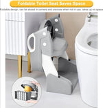Kids Multifunctional Toilet Training Seat with Step Ladder | Foldable Potty Training Seat | Adjustable Non-Slip Toilet Trainer
