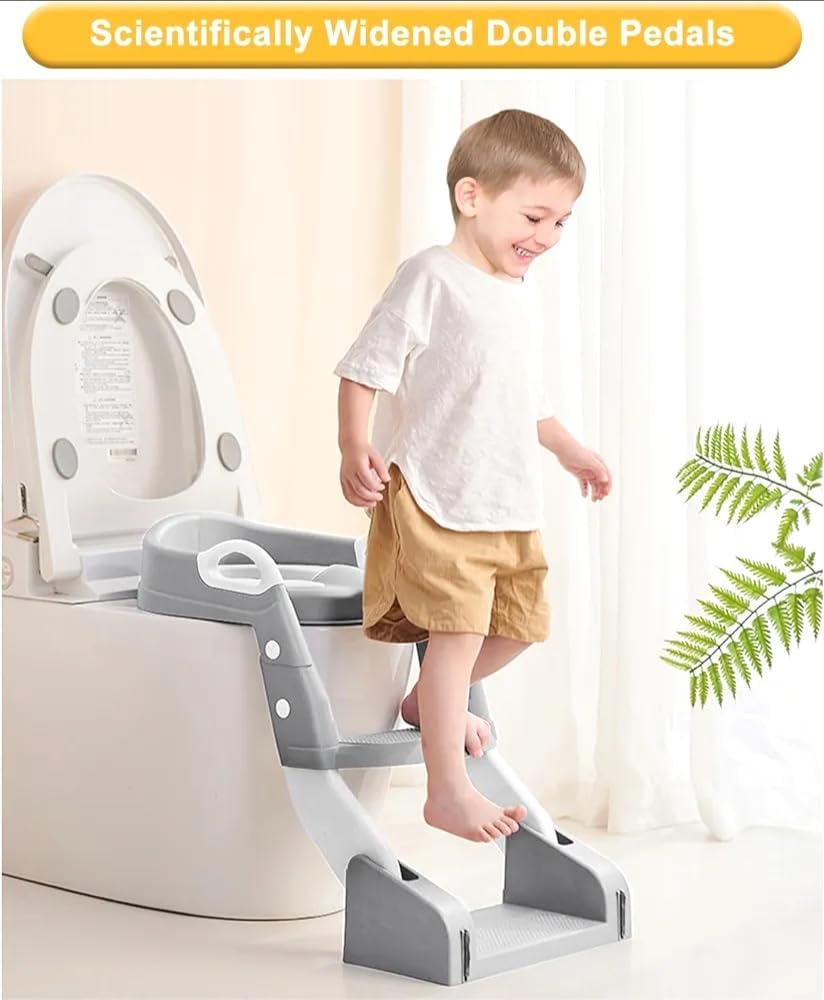 Kids Multifunctional Toilet Training Seat with Step Ladder | Foldable Potty Training Seat | Adjustable Non-Slip Toilet Trainer