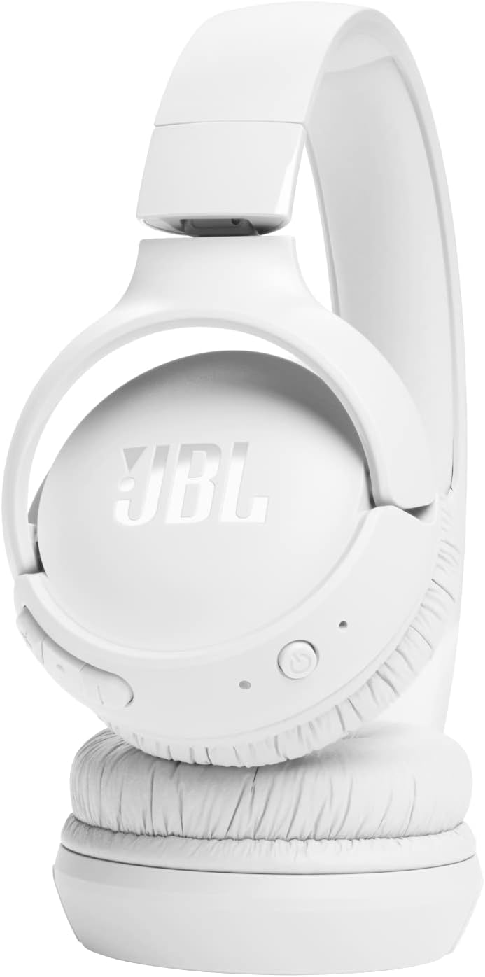 JBL Tune 520BT Wireless Headphones, Pure Bass Sound, Hands-Free Call Lightweight and Foldable - White