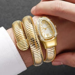 Luxury Women's Stainless Steel Snake Wrap Bracelet Watch | Elegant Quartz Wrist Watch