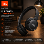 JBL Tune 520BT Wireless Headphones, Pure Bass Sound, Hands-Free Call Lightweight and Foldable - Black