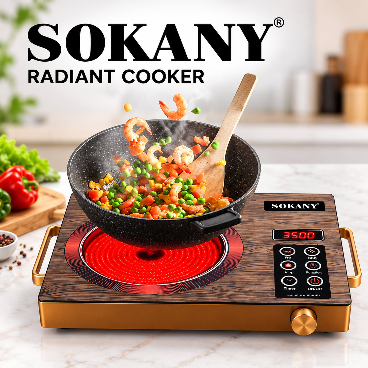 SOKANY SK-3575 Radiant Cooker 2200W – Touch Control Electric Cooktop , Portable Infrared Electric Cooker