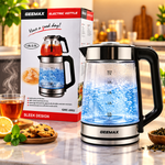 GEEMAX  2-in-1 Electric Glass Kettle,Clear, 2.5L Water Boiler with 1L Teapot, Tea Strainer, Fast Boil, Auto Shut-Off, Cordless Base | GMC 2002