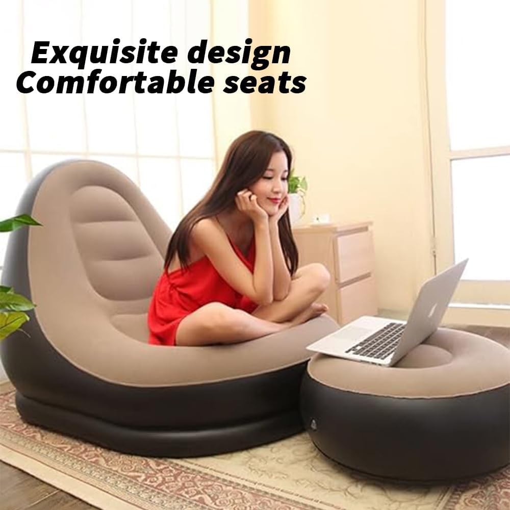 Premium Inflatable Lazy Sofa Chair with Footrest – Comfortable Air Lounge Chair for Home, Living Room & Outdoor