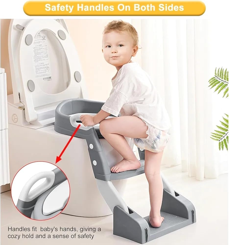 Kids Multifunctional Toilet Training Seat with Step Ladder | Foldable Potty Training Seat | Adjustable Non-Slip Toilet Trainer