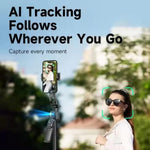 TT07 AI Tracking Gimbal Selfie Stick with Tripod & Remote Control – 1.63M | Auto Face Tracking, Black Extendable Monopod with Wireless Remote