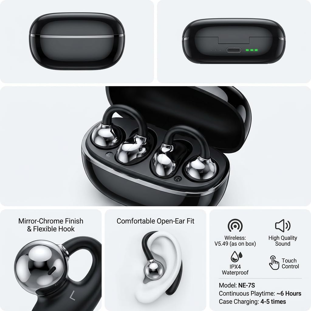 Oteeto OT14 Wireless Earbuds – Bluetooth 5.4 with LAN XUN 5656C Chip, Touch Controls, Sisonic Mic, High-Fidelity Sound, Ultra-Low Latency, Sweat & Water-Resistant for Active Lifestyles