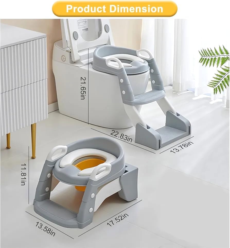 Kids Multifunctional Toilet Training Seat with Step Ladder | Foldable Potty Training Seat | Adjustable Non-Slip Toilet Trainer