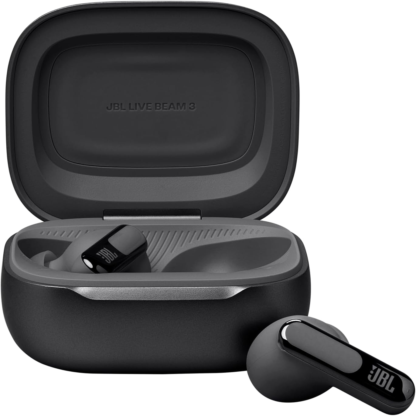 JBL Live Beam 3 True wireless noise-cancelling earbuds with stick-closed design and Smart Charging Case, Black