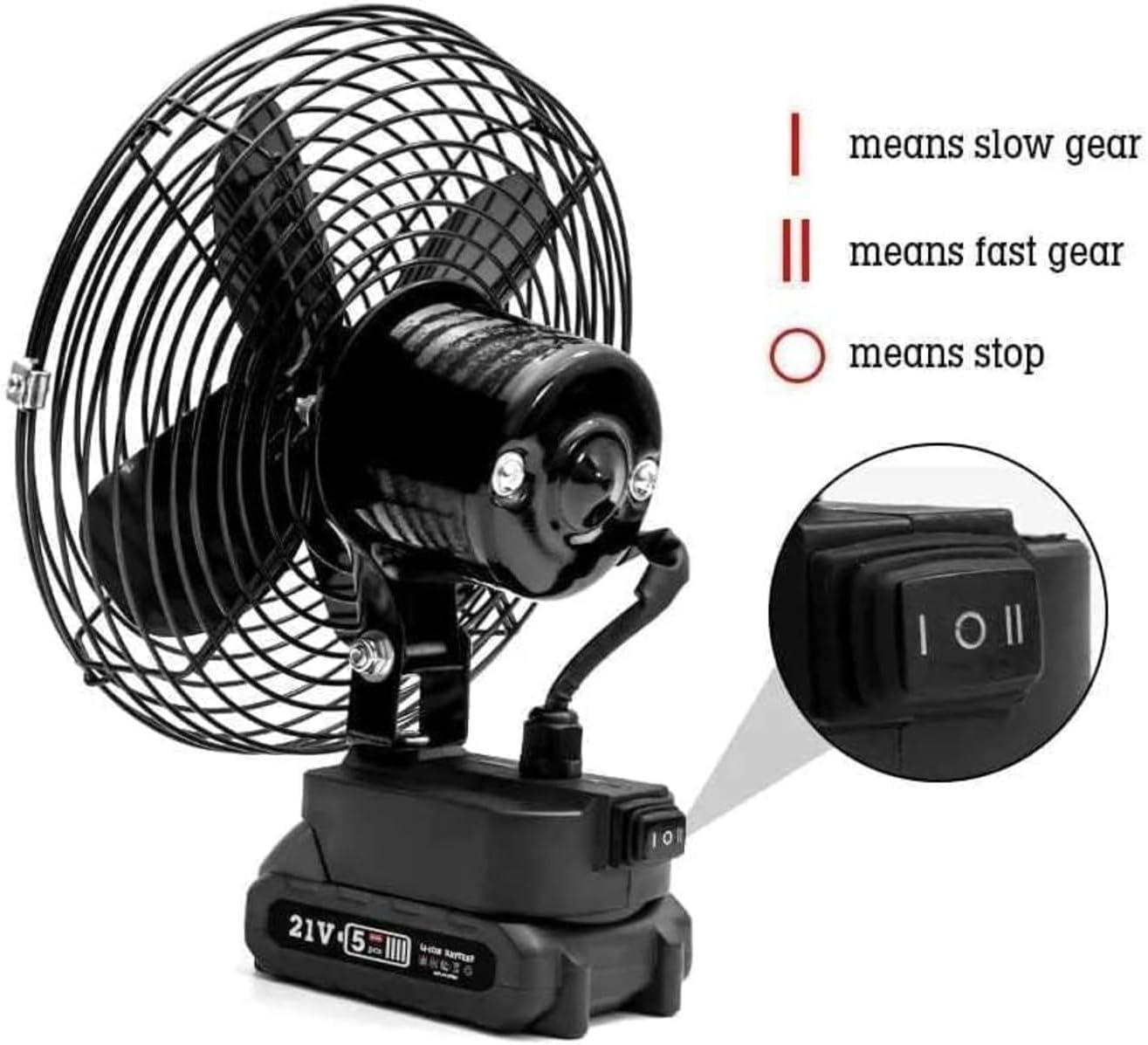 Lithium Electric Fan, 21V Portable Lithium Battery-Powered Rechargeable Fans, Strong Wind, Low Noise, 48Vf MA